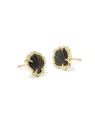 Brynne Gold Shell Stud Earrings in Golden Obsidian