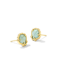 Brynne Gold Shell Stud Earrings in Sea Green Chrysocolla