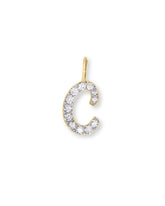 14k Yellow Gold Letter C Charm in White Diamond