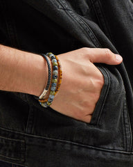 Cade Oxidized Sterling Silver Bracelet in Olive Mix