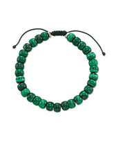 Cade Oxidized Sterling Silver Beaded Bracelet in Green Malachite