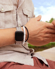 Cade Oxidized Sterling Silver Beaded Bracelet in White Howlite