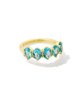 Cailin Gold Crystal Band Ring in Aqua Crystal