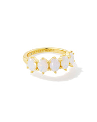 Cailin Gold Crystal Band Ring in White Iridescent Crystal