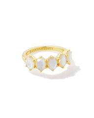 Cailin Gold Crystal Band Ring in Ivory Mother-of-Pearl