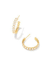 Cailin Gold Crystal Hoop Earrings in White CZ