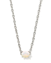 Cailin Silver Pendant Necklace in White Iridescent Crystal
