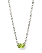 Cailin Silver Pendant Necklace in Light Green Crystal