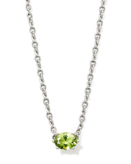 Cailin Silver Pendant Necklace in Light Green Crystal