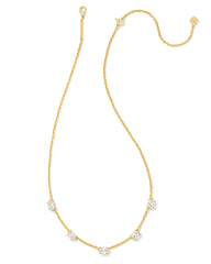 Cailin Gold Crystal Strand Necklace in White CZ