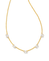 Cailin Gold Crystal Strand Necklace in White CZ