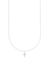 Cross 14k White Gold Pendant Necklace in White Diamonds