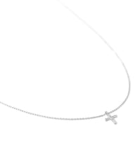 Cross 14k White Gold Pendant Necklace in White Diamonds