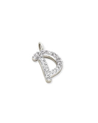 14k White Gold Letter D Charm in White Diamond