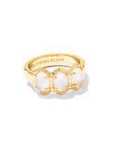 Daphne Gold Band Ring in Ivory Mother-of-Pearl