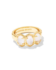Daphne Gold Band Ring in Ivory Mother-of-Pearl