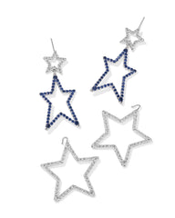 Darcy Silver Statement Earrings in Blue Mix