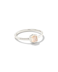Davie Sterling Silver Band Ring in Rainbow Moonstone