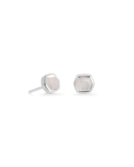 Davie Sterling Silver Stud Earrings in Rainbow Moonstone