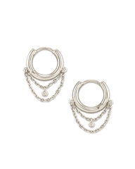 Davina Sterling Silver Huggie Earrings in White Diamond