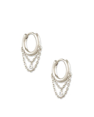 Davina Sterling Silver Huggie Earrings in White Diamond