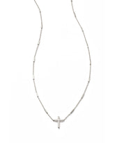 Delicate Cross Pendant Necklace in 14k White Gold