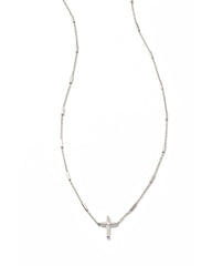 Delicate Cross Pendant Necklace in 14k White Gold