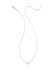 Delicate Cross Pendant Necklace in 14k White Gold