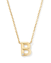 Diamond Accent Letter B 14k Yellow Gold Pendant Necklace in White Diamond