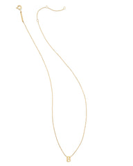 Diamond Accent Letter B 14k Yellow Gold Pendant Necklace in White Diamond