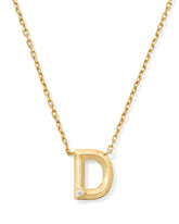 Diamond Accent Letter D 14k Yellow Gold Pendant Necklace in White Diamond