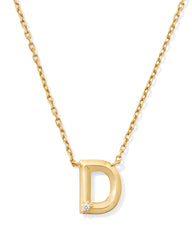 Diamond Accent Letter D 14k Yellow Gold Pendant Necklace in White Diamond