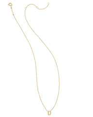 Diamond Accent Letter D 14k Yellow Gold Pendant Necklace in White Diamond