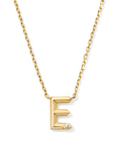 Diamond Accent Letter E 14k Yellow Gold Pendant Necklace in White Diamond