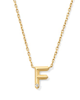 Diamond Accent Letter F 14k Yellow Gold Pendant Necklace in White Diamond