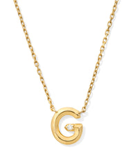 Diamond Accent Letter G 14k Yellow Gold Pendant Necklace in White Diamond