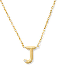 Diamond Accent Letter J 14k Yellow Gold Pendant Necklace in White Diamond