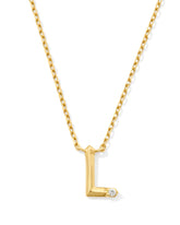 Diamond Accent Letter L 14k Yellow Gold Pendant Necklace in White Diamond