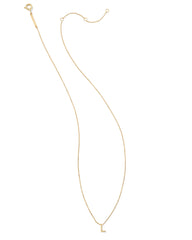 Diamond Accent Letter L 14k Yellow Gold Pendant Necklace in White Diamond