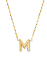 Diamond Accent Letter M 14k Yellow Gold Pendant Necklace in White Diamond