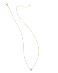 Diamond Accent Letter M 14k Yellow Gold Pendant Necklace in White Diamond