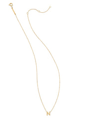 Diamond Accent Letter N 14k Yellow Gold Pendant Necklace in White Diamond