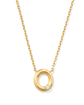 Diamond Accent Letter O 14k Yellow Gold Pendant Necklace in White Diamond
