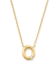 Diamond Accent Letter O 14k Yellow Gold Pendant Necklace in White Diamond