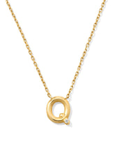 Diamond Accent Letter Q 14k Yellow Gold Pendant Necklace in White Diamond