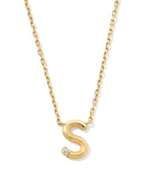 Diamond Accent Letter S 14k Yellow Gold Pendant Necklace in White Diamond