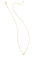 Diamond Accent Letter U 14k Yellow Gold Pendant Necklace in White Diamond