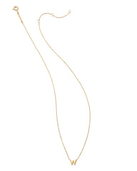 Diamond Accent Letter W 14k Yellow Gold Pendant Necklace in White Diamond
