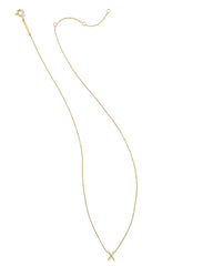 Diamond Accent Letter X 14k Yellow Gold Pendant Necklace in White Diamond