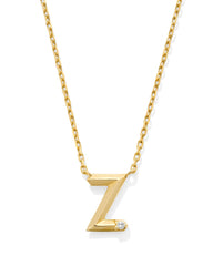 Diamond Accent Letter Z 14k Yellow Gold Pendant Necklace in White Diamond